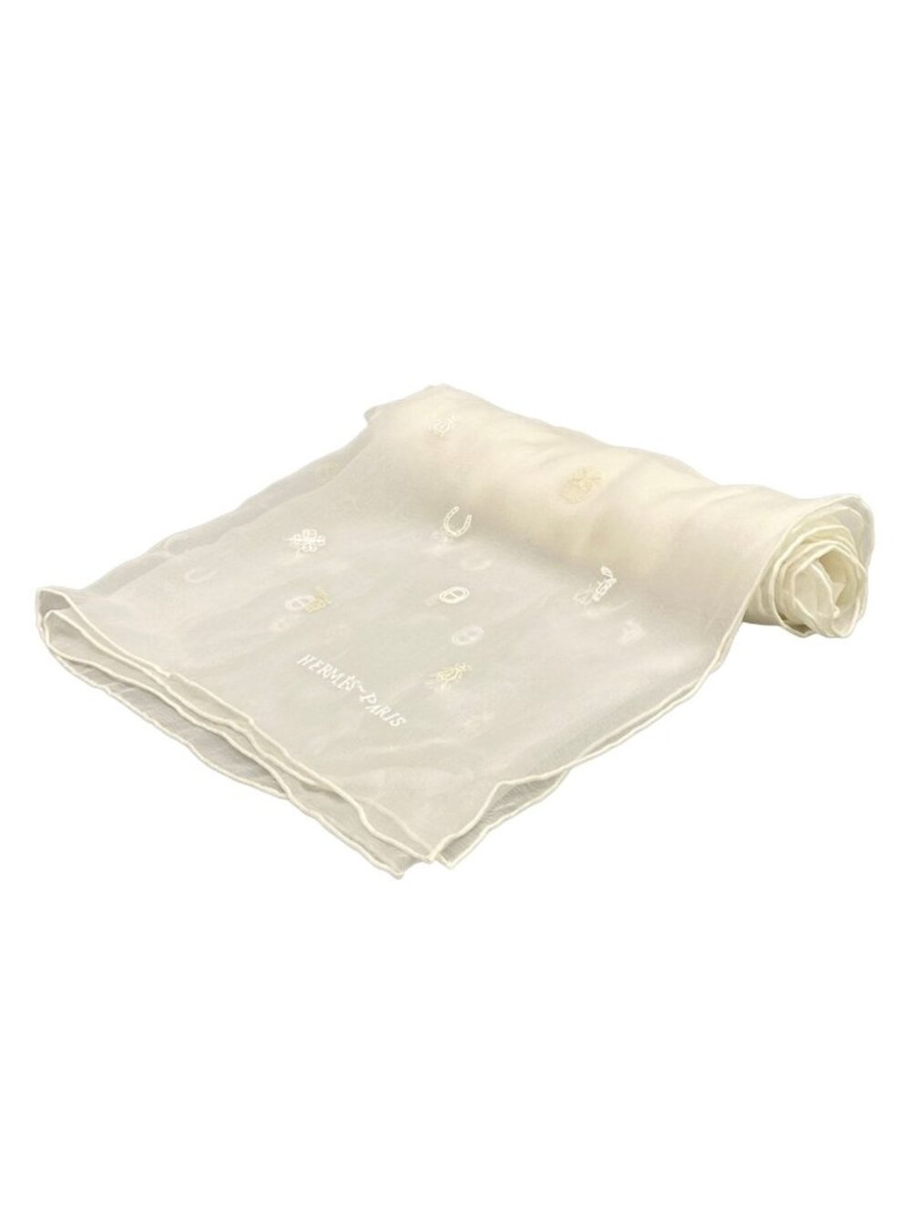 Hermes Shawl White Carre 100 Multi Charm Scarf